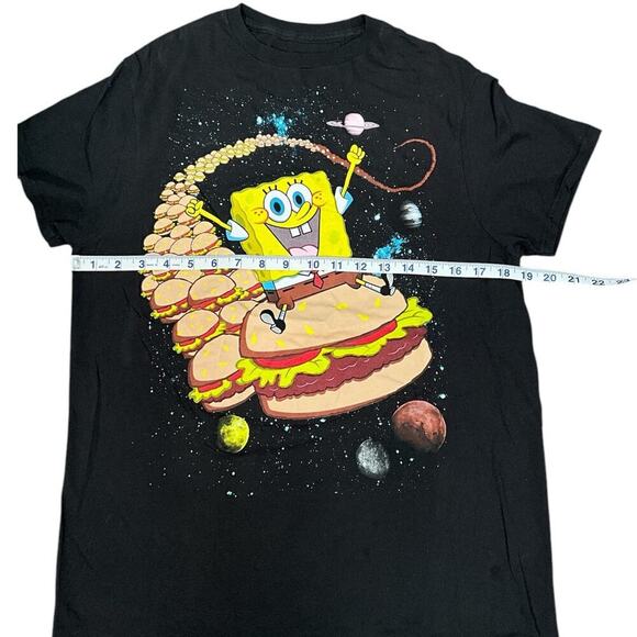 Nickelodeon Spnongebob Squarepants T-Shirt Medium Flying Burgers Black - Picture 3 of 5